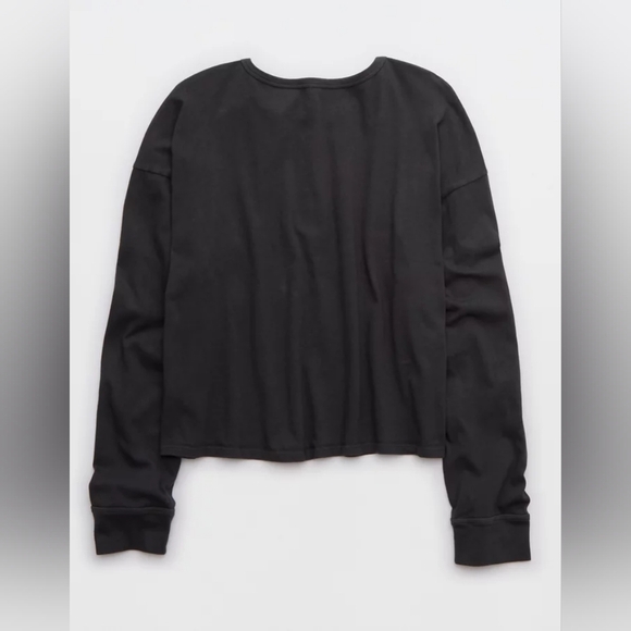 Aerie Cotton Henley Long Sleeve Shirt Large - NWT - Smoked Gray - Picture 4 of 10